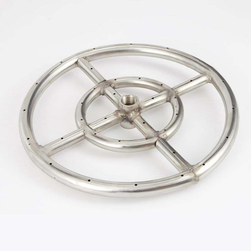 Steel Round Fire Pit Burner & Metal Pipe Light Fixture